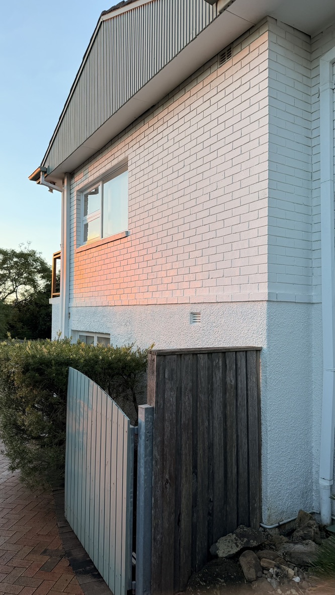 House exterior clean white brick and render after soft washing in Forestville