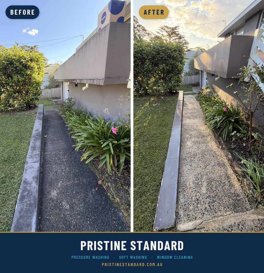 Path before and after, Pristine Standard exterior cleaning, Northern Beaches Sydney