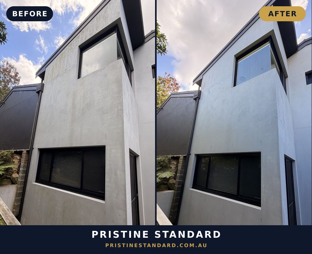 Render before and after, Pristine Standard exterior cleaning, Northern Beaches Sydney