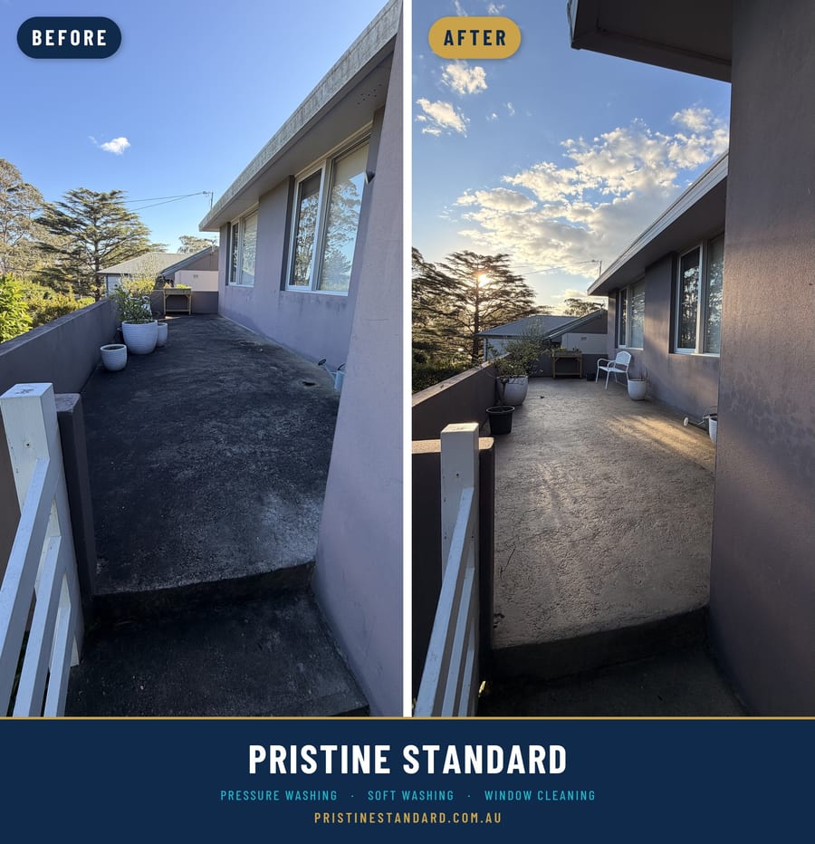 Terrace before and after, Pristine Standard exterior cleaning, Northern Beaches Sydney